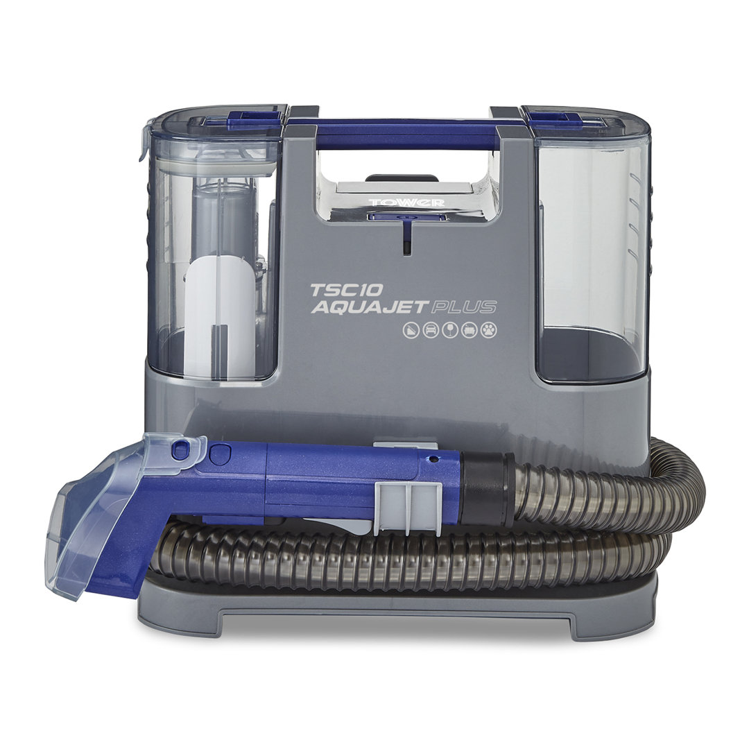 Tower T548005 AquajetPlus Spot Cleaner with Suction Nozzle & Brush, 1.2L Clean & Dirty Water Tanks, 1.2m Hose, 400W, Grey & Blue Grey & Blue 4.5kg